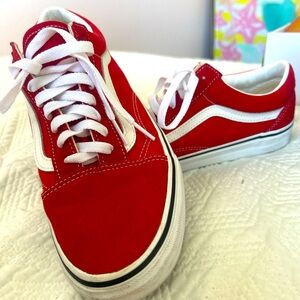 Red and white vans